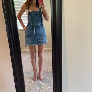 Denim overall mini skirt